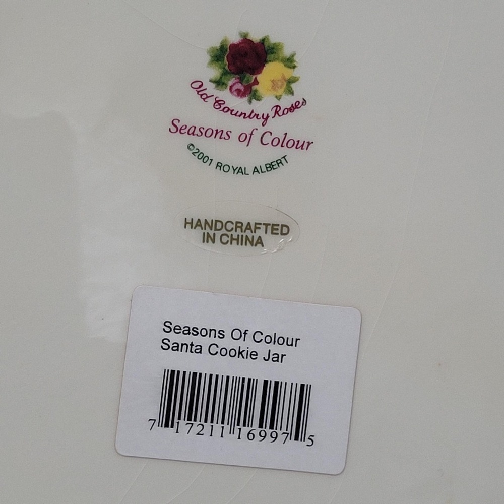 Royal Albert Old Country Roses Santa Cookie Jar Signed Seasons Of Colour Pink - Picture 9 of 11